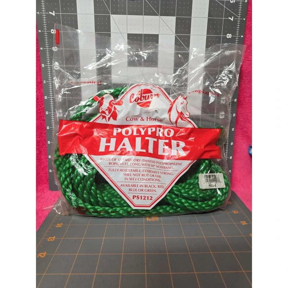 Coburn Cow & Horse Polypro Halter PS1212 Green Adjustable 13' Long 10